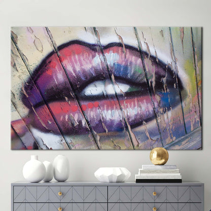 Lip Abstract Woman Graffiti Canvas Print