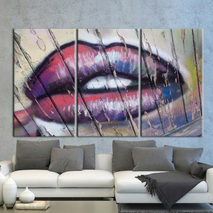 Lip Abstract Woman Graffiti Canvas Print