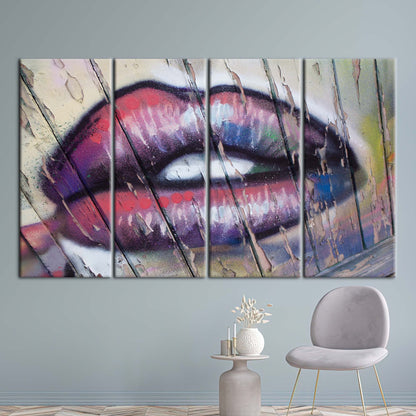 Lip Abstract Woman Graffiti Canvas Print