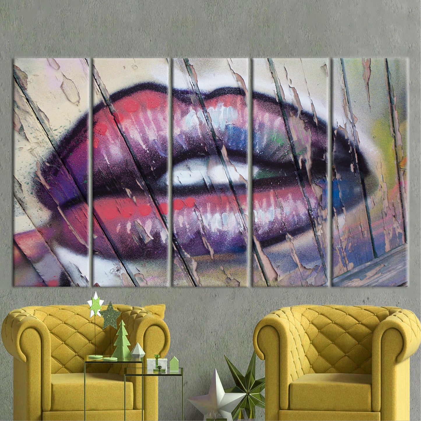 Lip Abstract Woman Graffiti Canvas Print