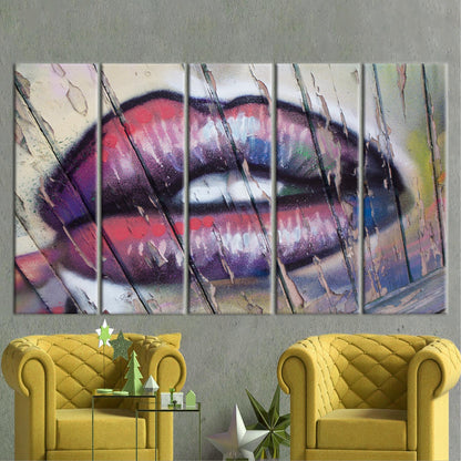 Lip Abstract Woman Graffiti Canvas Print