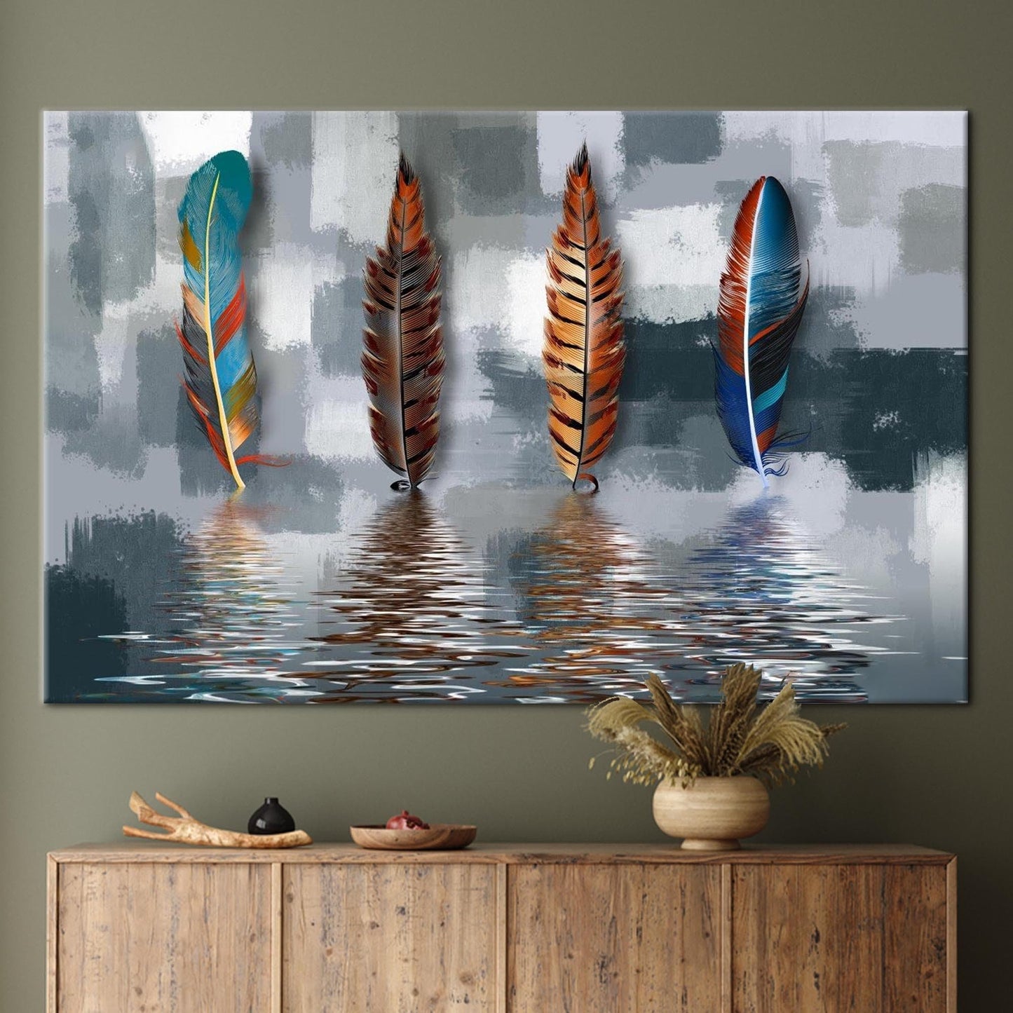Abstract Feather Oil Painting Canvas Print