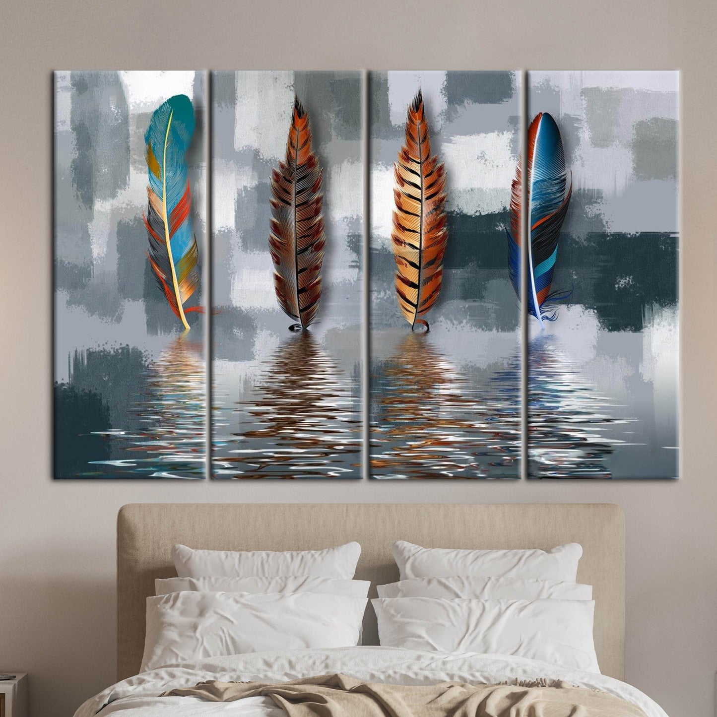 Abstract Feather Oil Painting Canvas Print
