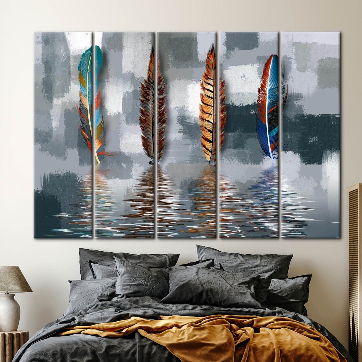 Abstract Feather Oil Painting Canvas Print