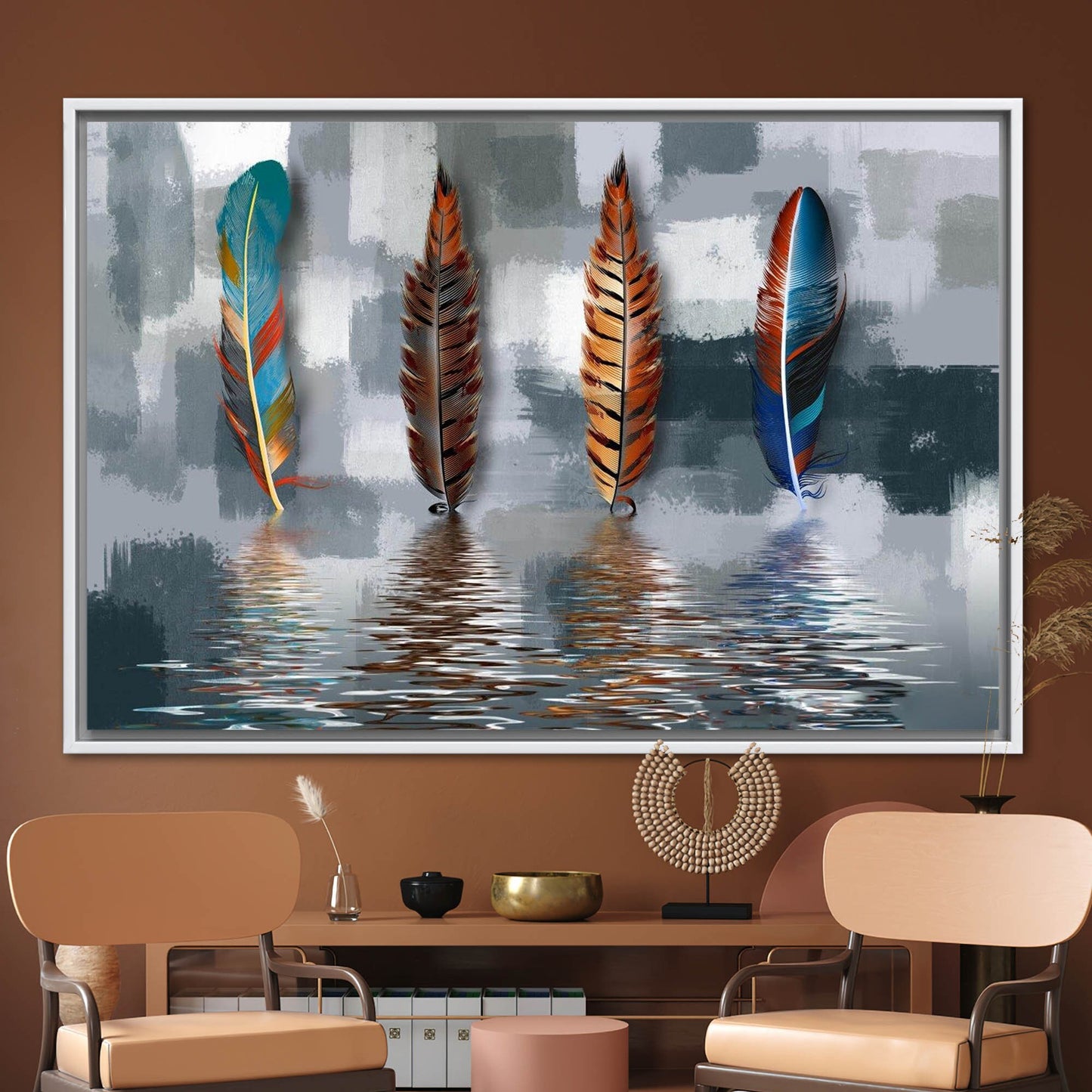Abstract Feather Oil Painting Canvas Print