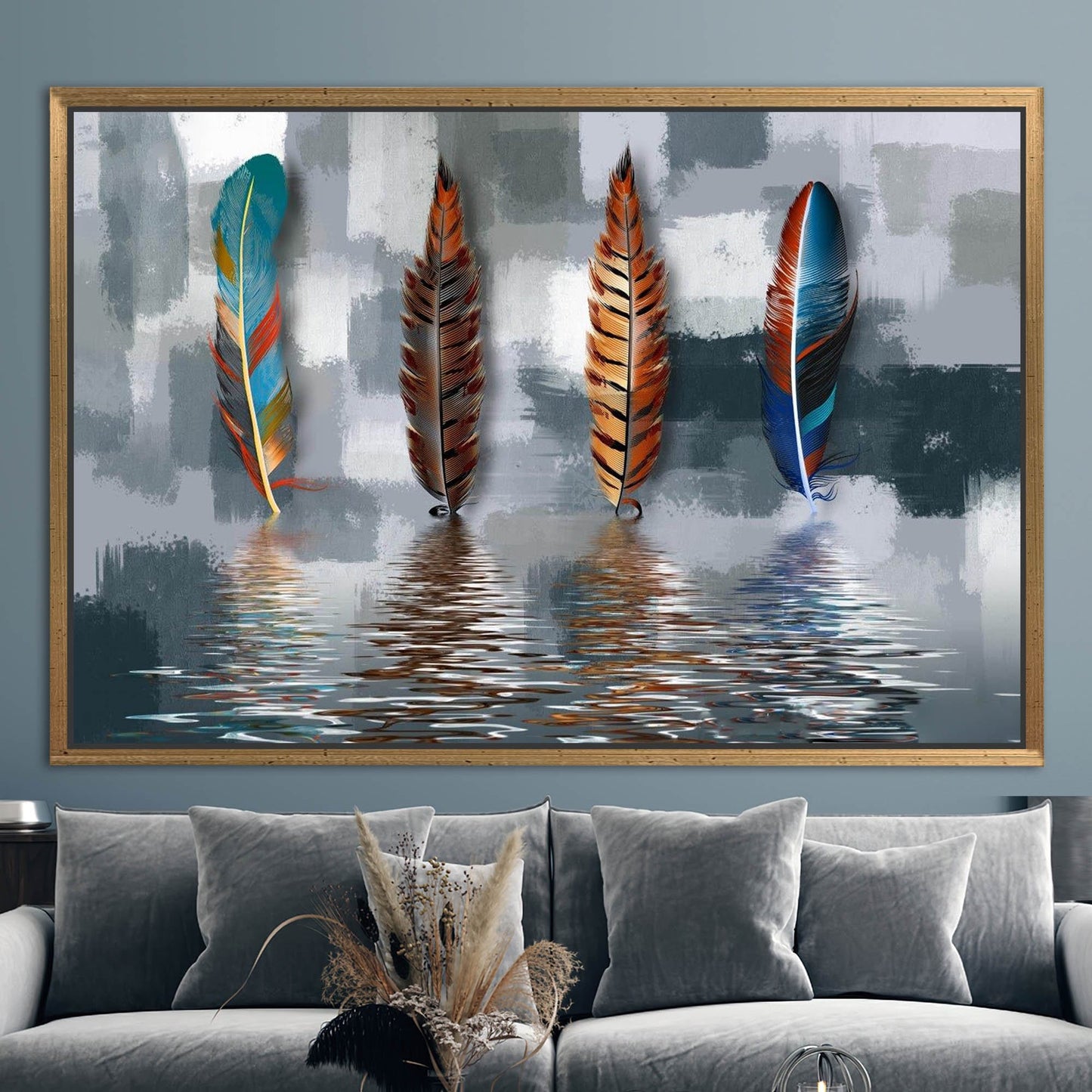 Abstract Feather Oil Painting Canvas Print