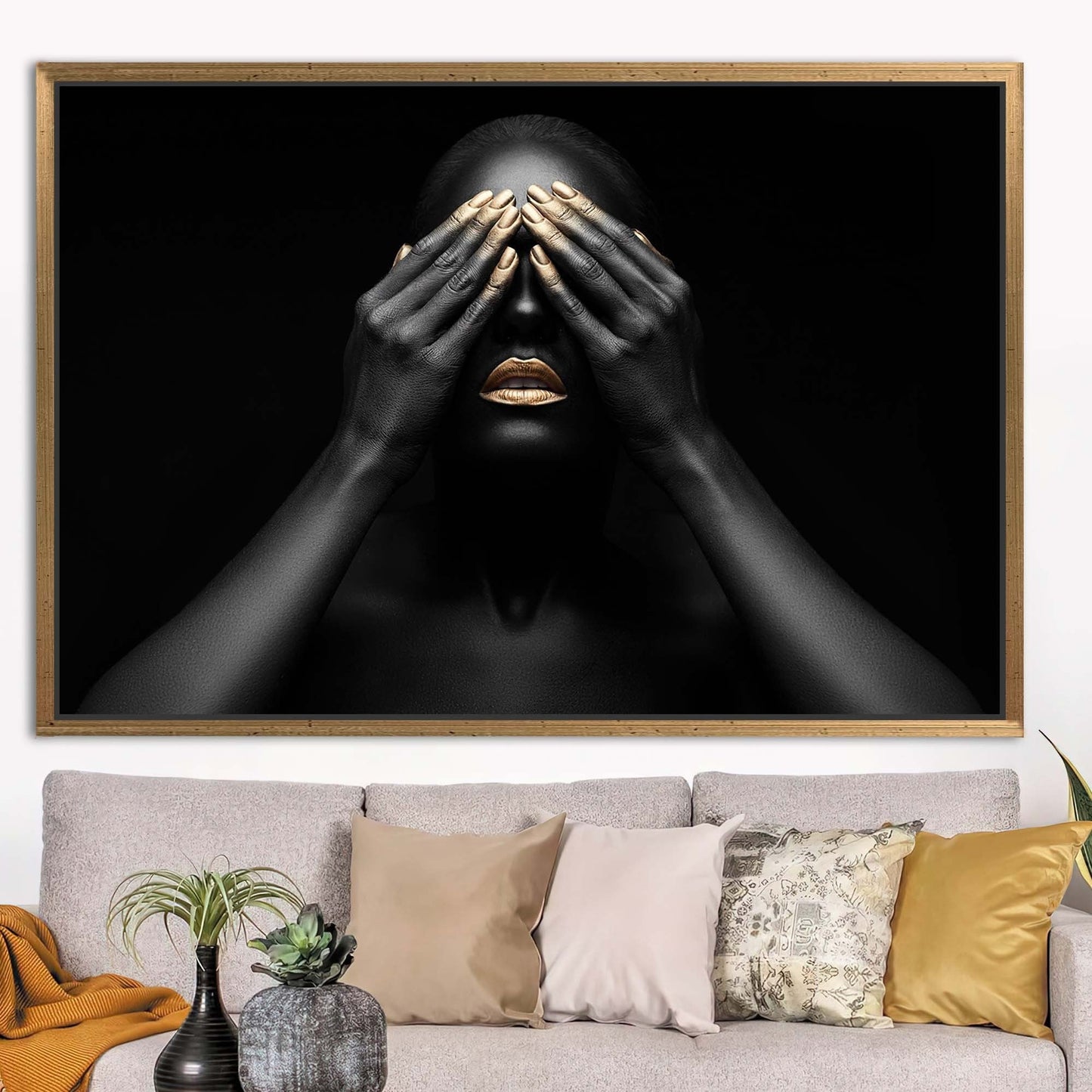 Black Woman African Gold Makeup Canvas Print