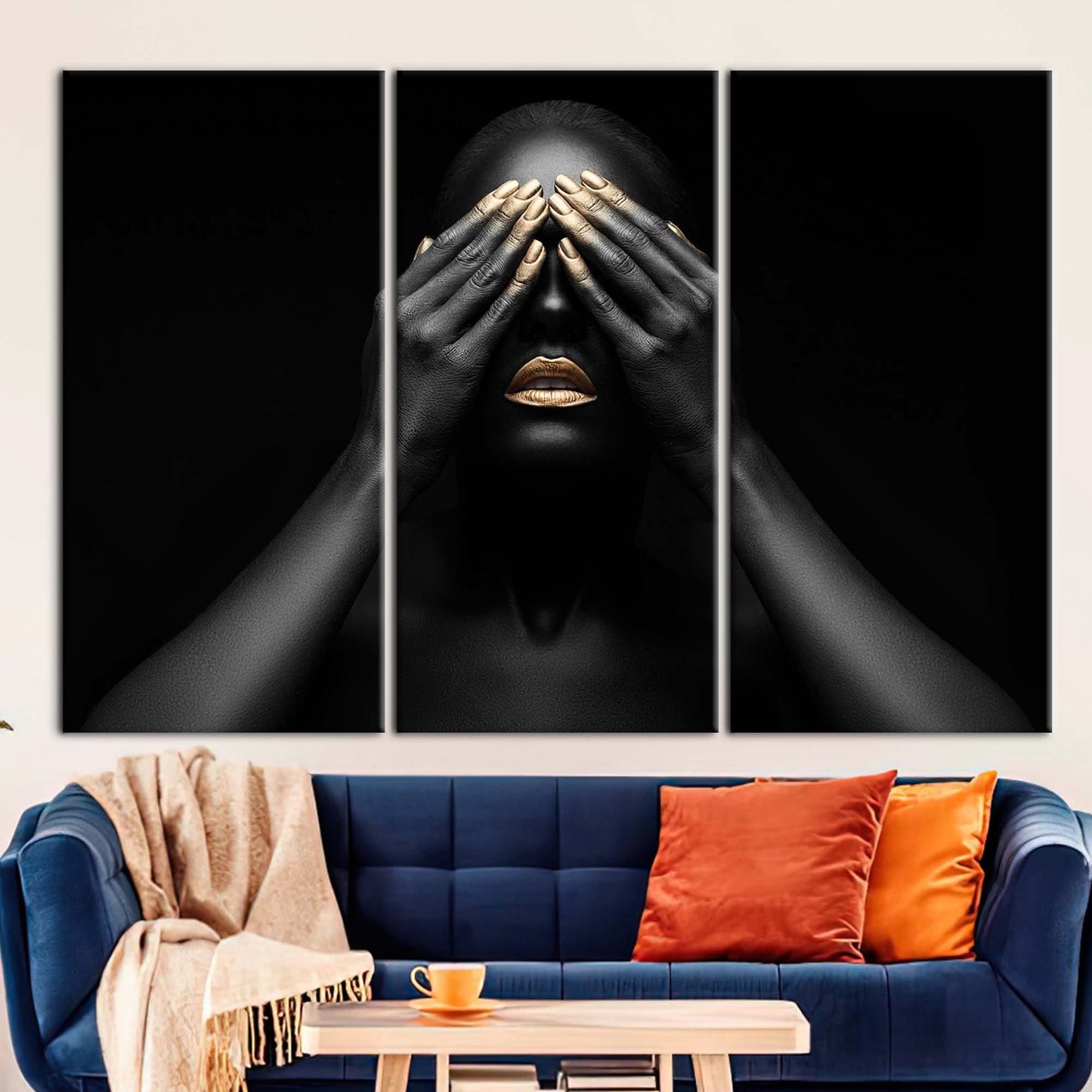 Black Woman African Gold Makeup Canvas Print