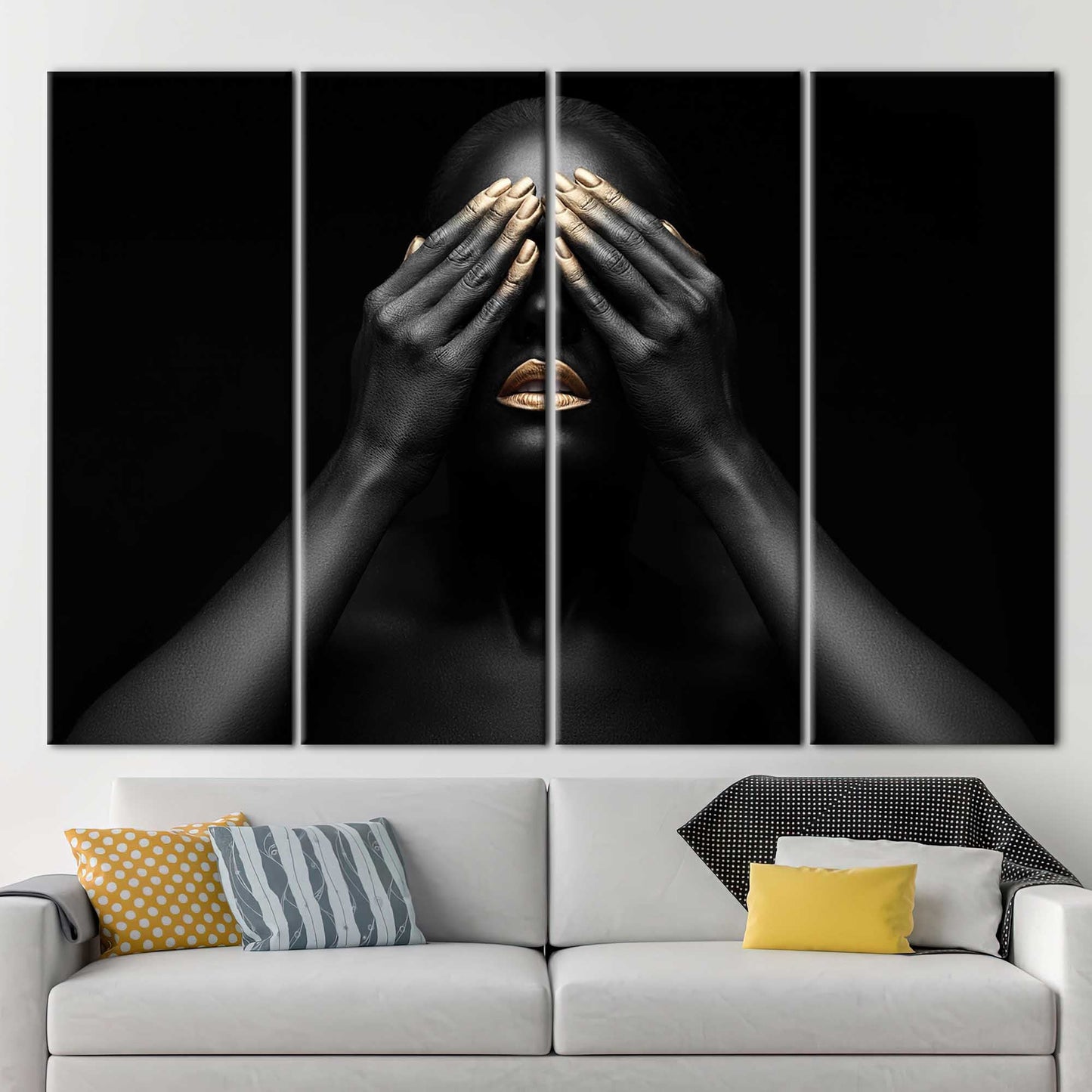 Black Woman African Gold Makeup Canvas Print