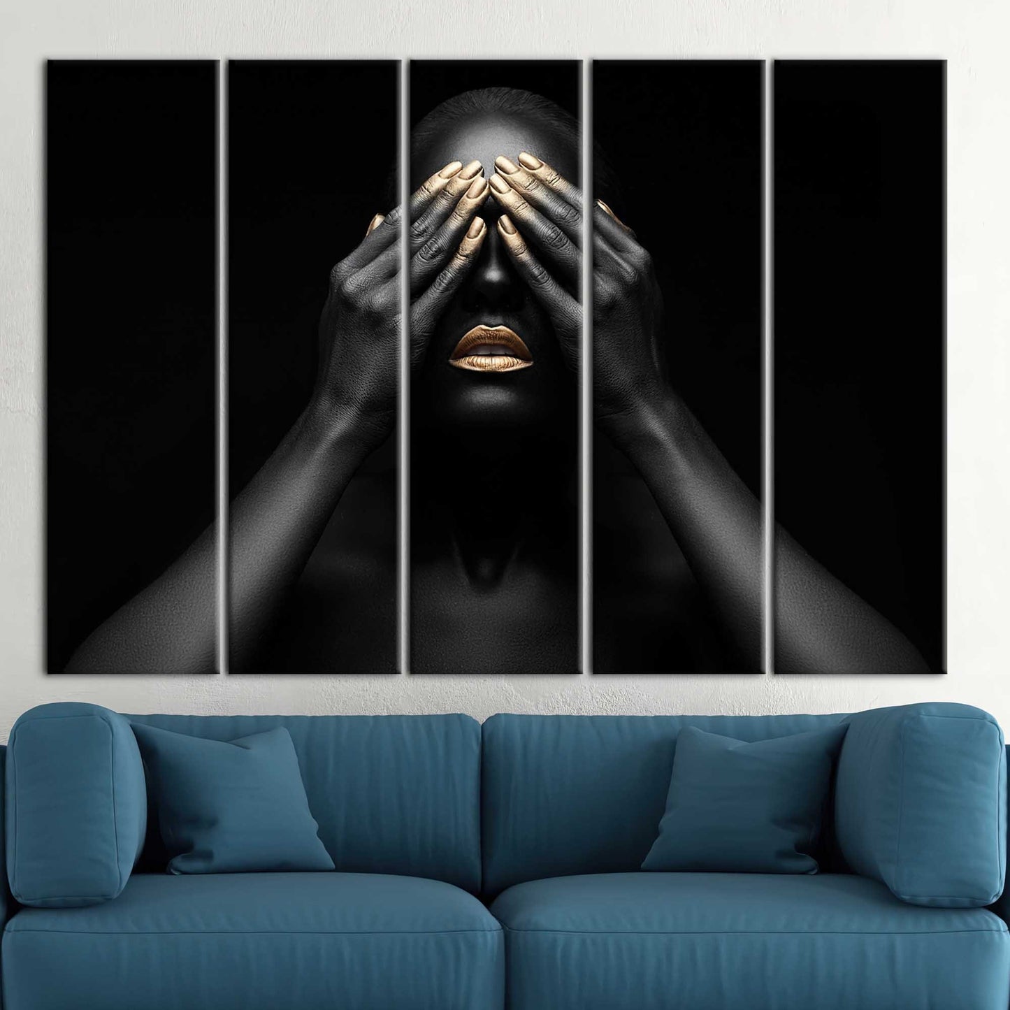 Black Woman African Gold Makeup Canvas Print