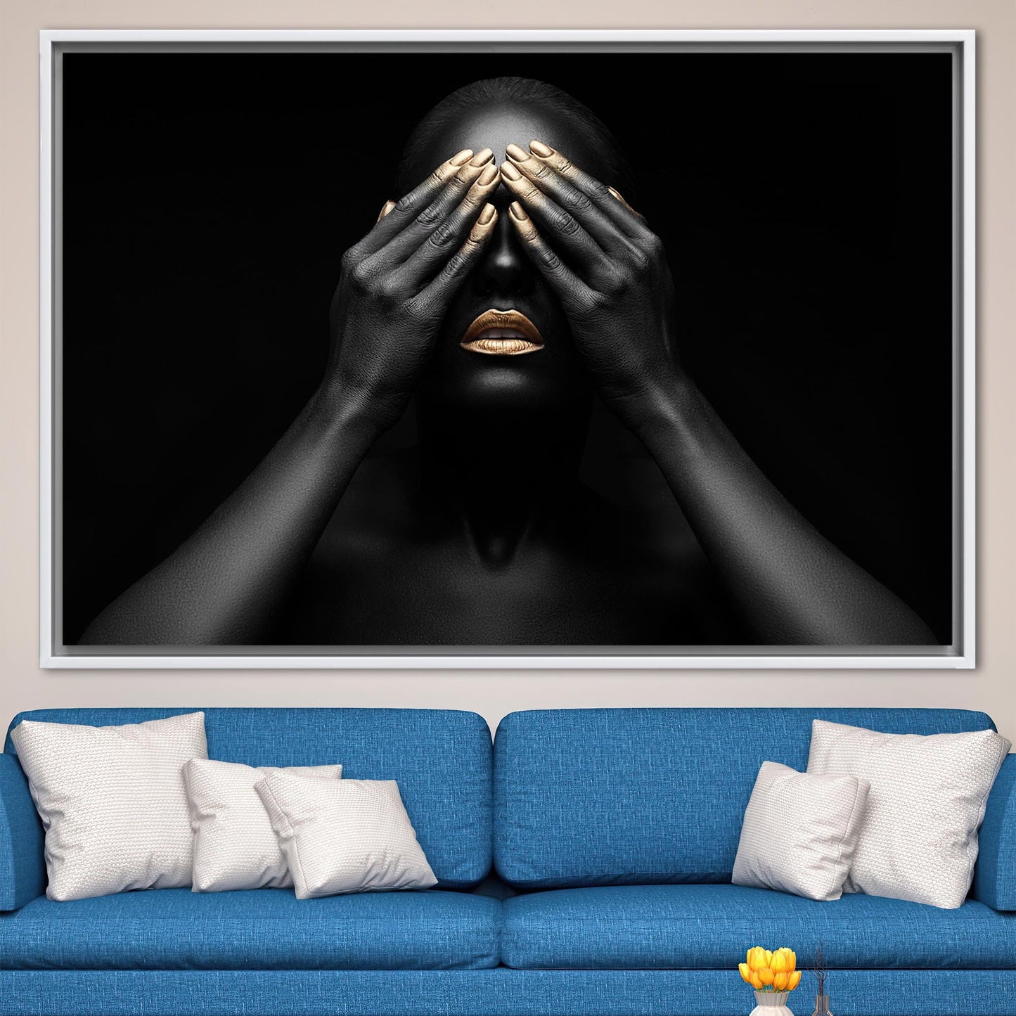 Black Woman African Gold Makeup Canvas Print