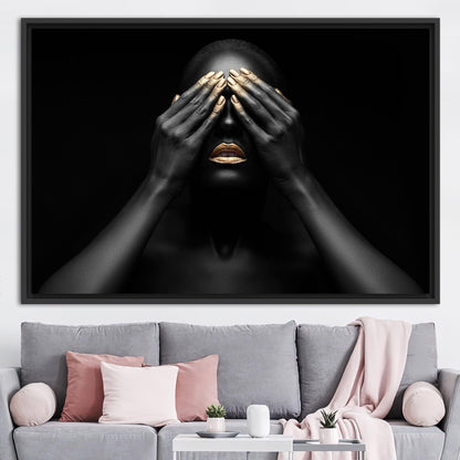 Black Woman African Gold Makeup Canvas Print