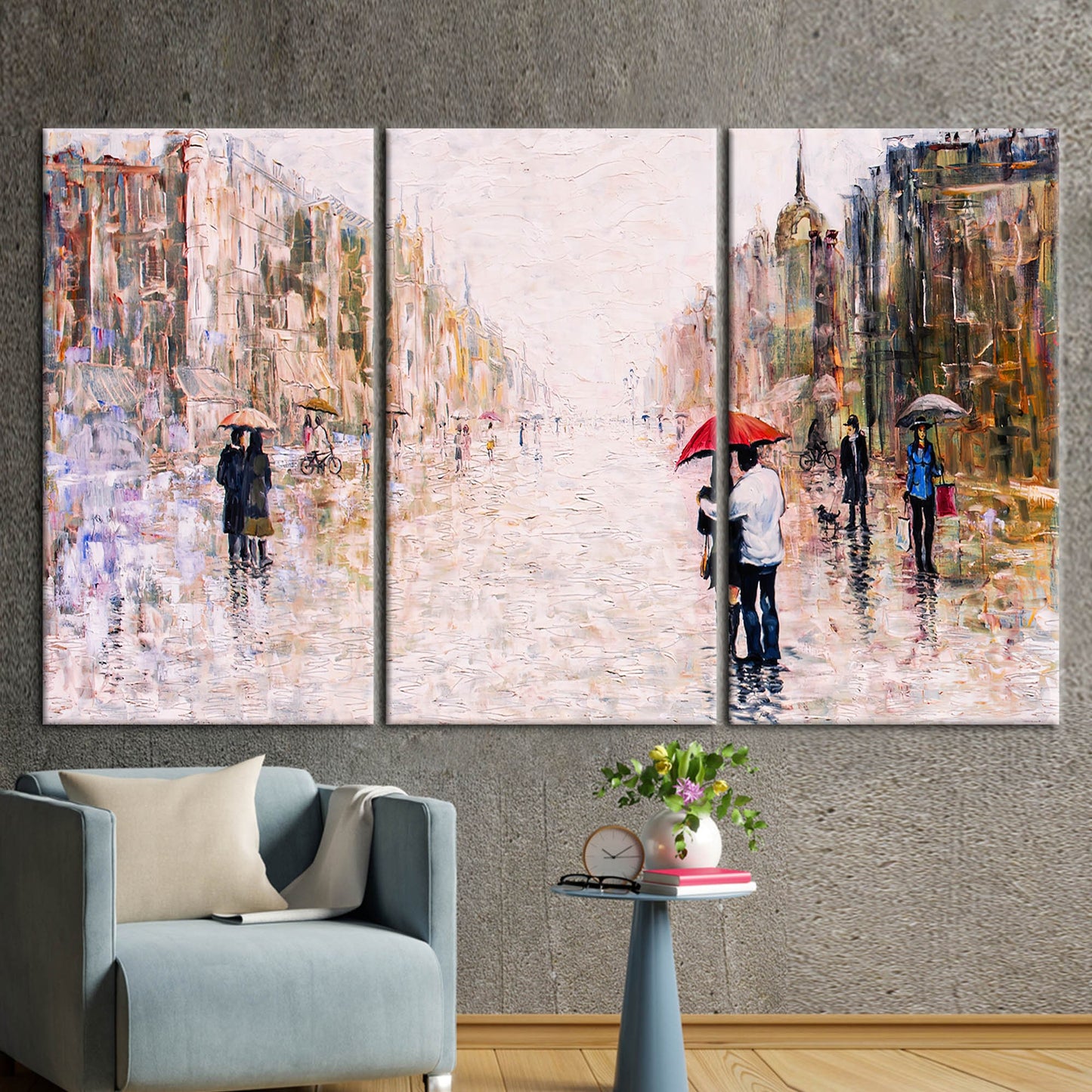 Red Umbrella Couple Landscape Valentine's Canvas Print