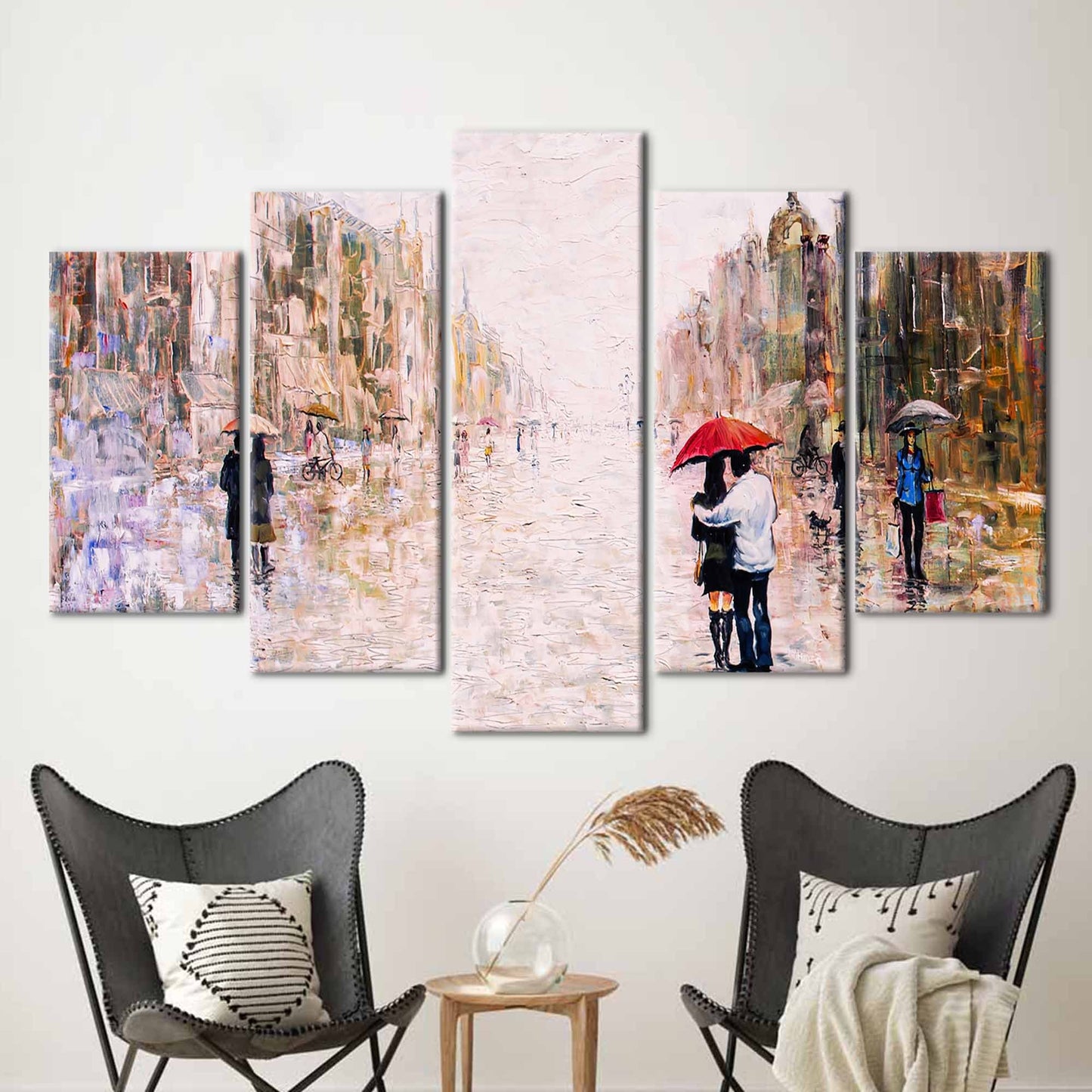 Red Umbrella Couple Landscape Valentine's Canvas Print