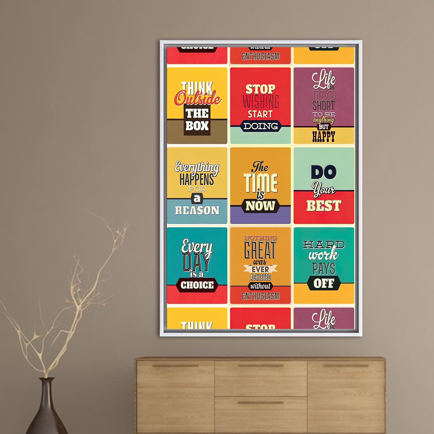 Vibrant Positive Quotes Workplace Canvas Print