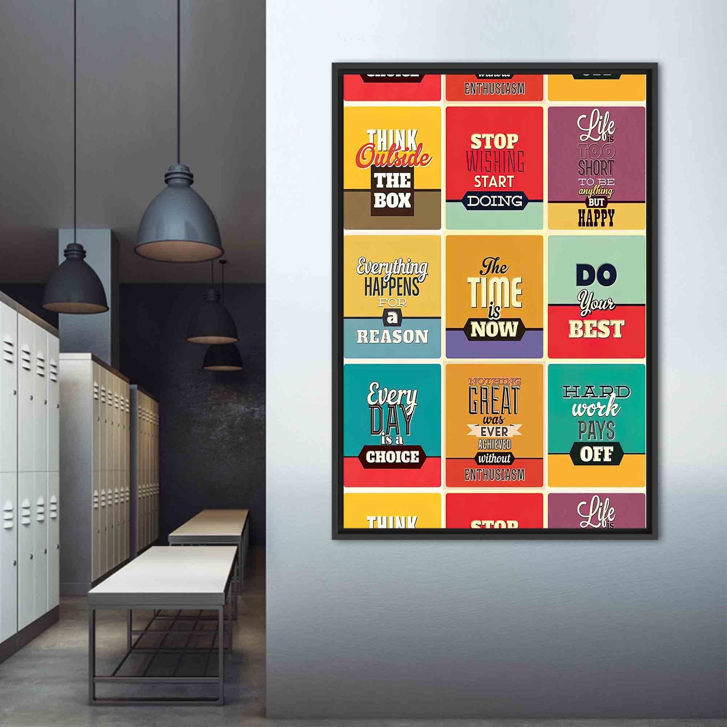 Vibrant Positive Quotes Workplace Canvas Print