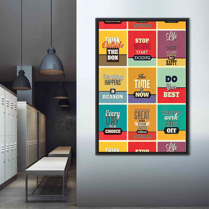 Vibrant Positive Quotes Workplace Canvas Print
