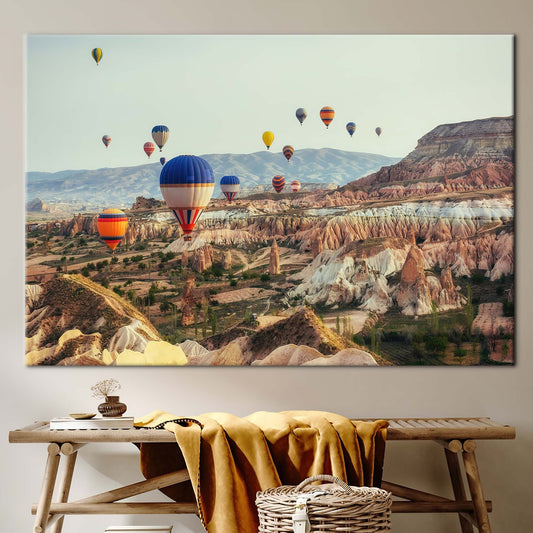 Printed Canvas Art: Air Balloon View Canvas, Urgup Wall Art, Goreme Landscape