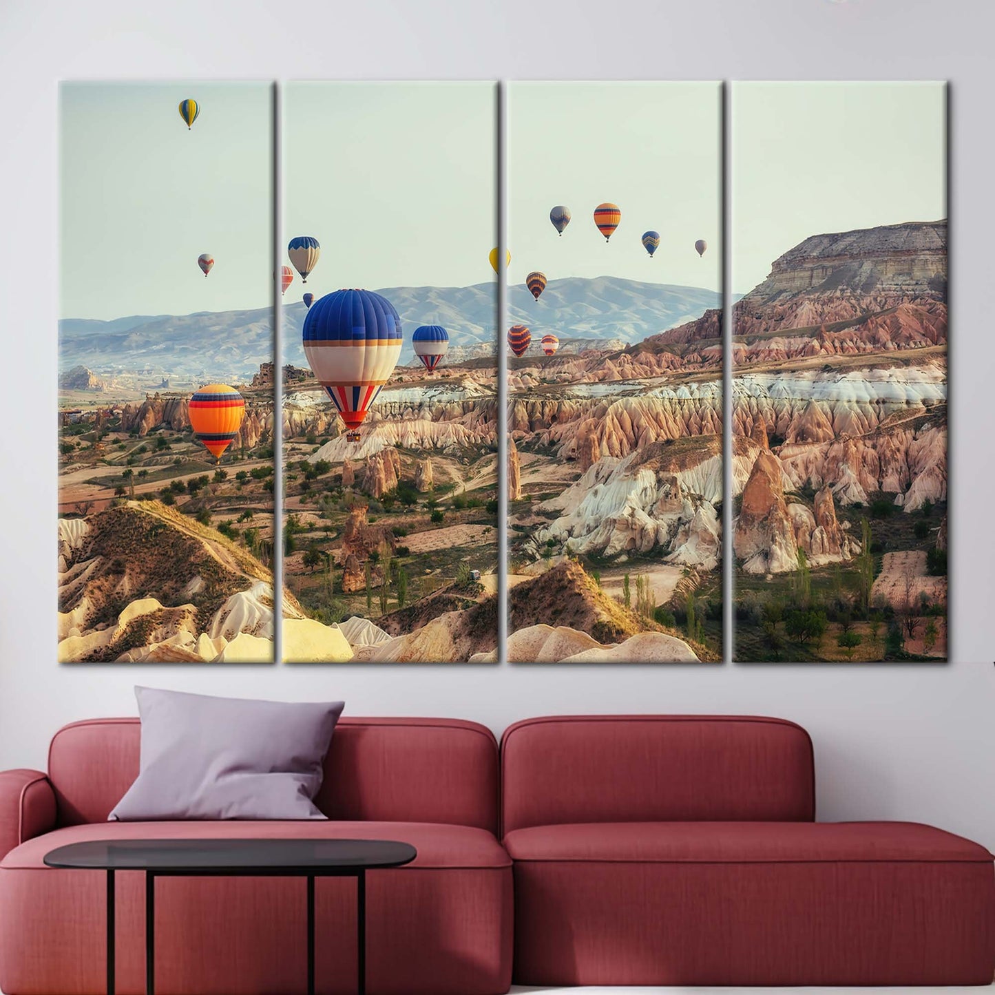 Printed Canvas Art: Air Balloon View Canvas, Urgup Wall Art, Goreme Landscape