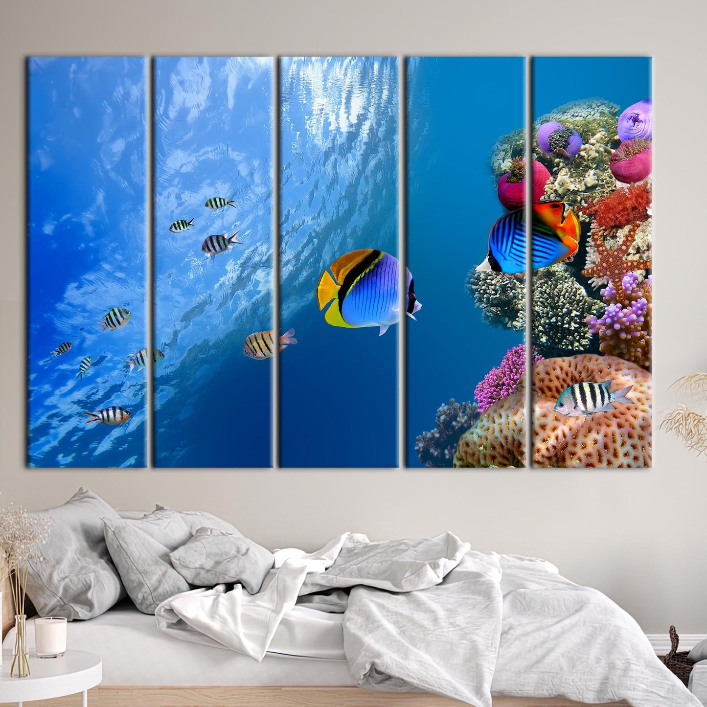 Blue Ocean Landscape Tropical Fish Canvas Print