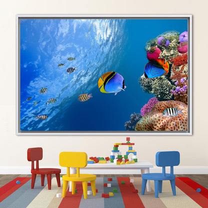 Blue Ocean Landscape Tropical Fish Canvas Print