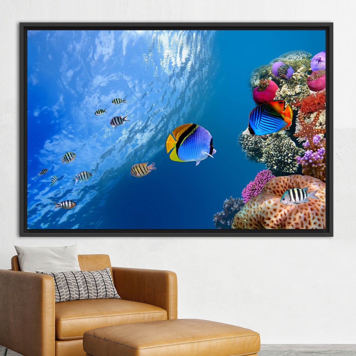 Blue Ocean Landscape Tropical Fish Canvas Print