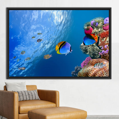 Blue Ocean Landscape Tropical Fish Canvas Print