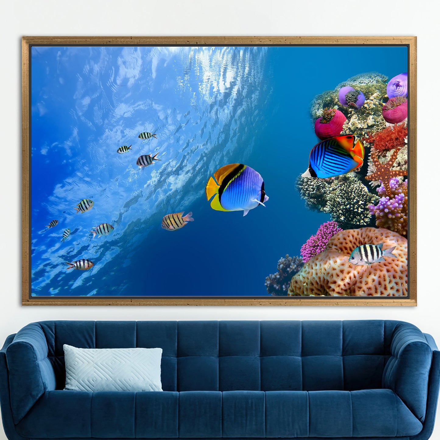 Blue Ocean Landscape Tropical Fish Canvas Print