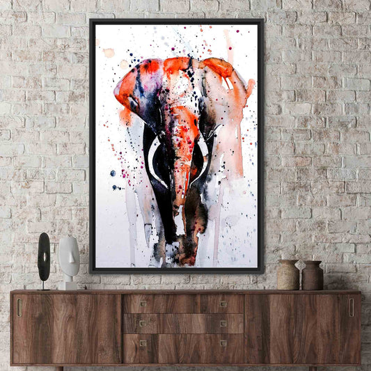 Red and Gray Watercolor Elephant Canvas Print - Contemporary Wall Art