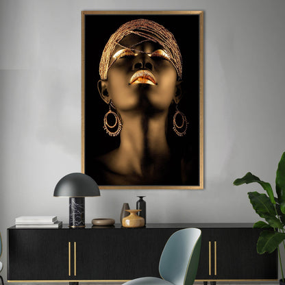 Shimmery Black Woman African Gold Canvas Print