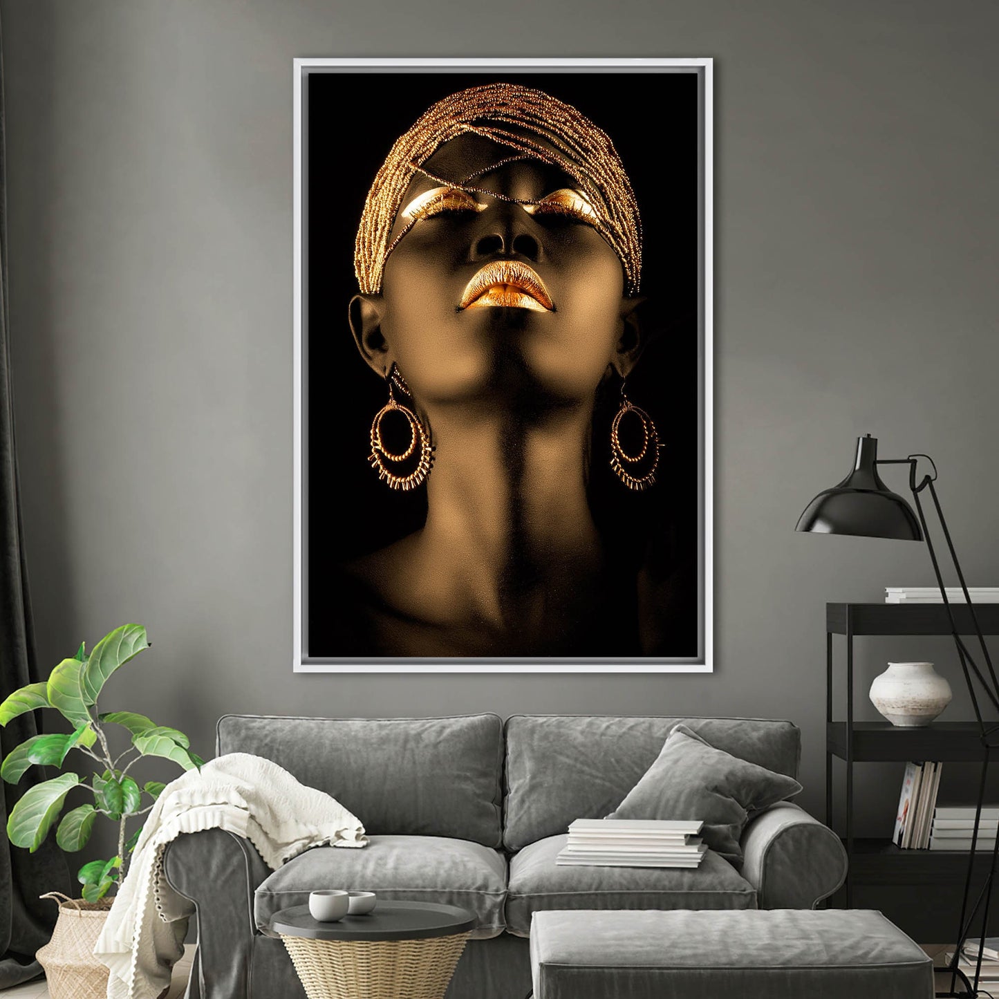 Shimmery Black Woman African Gold Canvas Print
