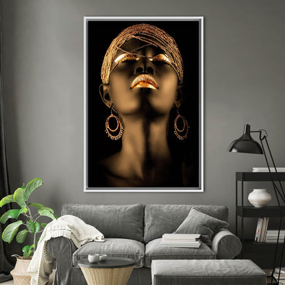Shimmery Black Woman African Gold Canvas Print