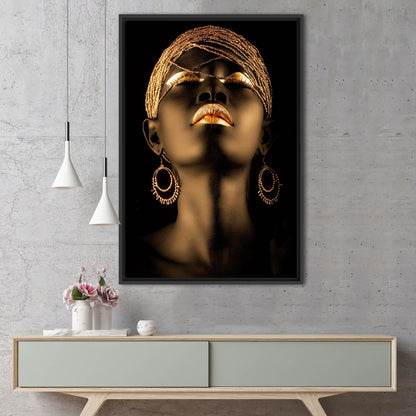 Shimmery Black Woman African Gold Canvas Print