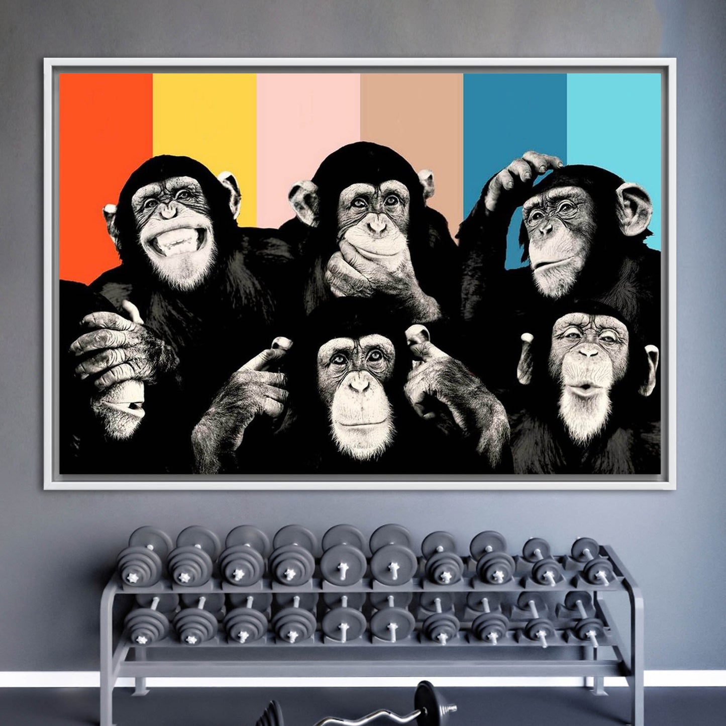 Abstract Monkey Wise Monkeys Canvas Art - Trendy Animal Wall Decor