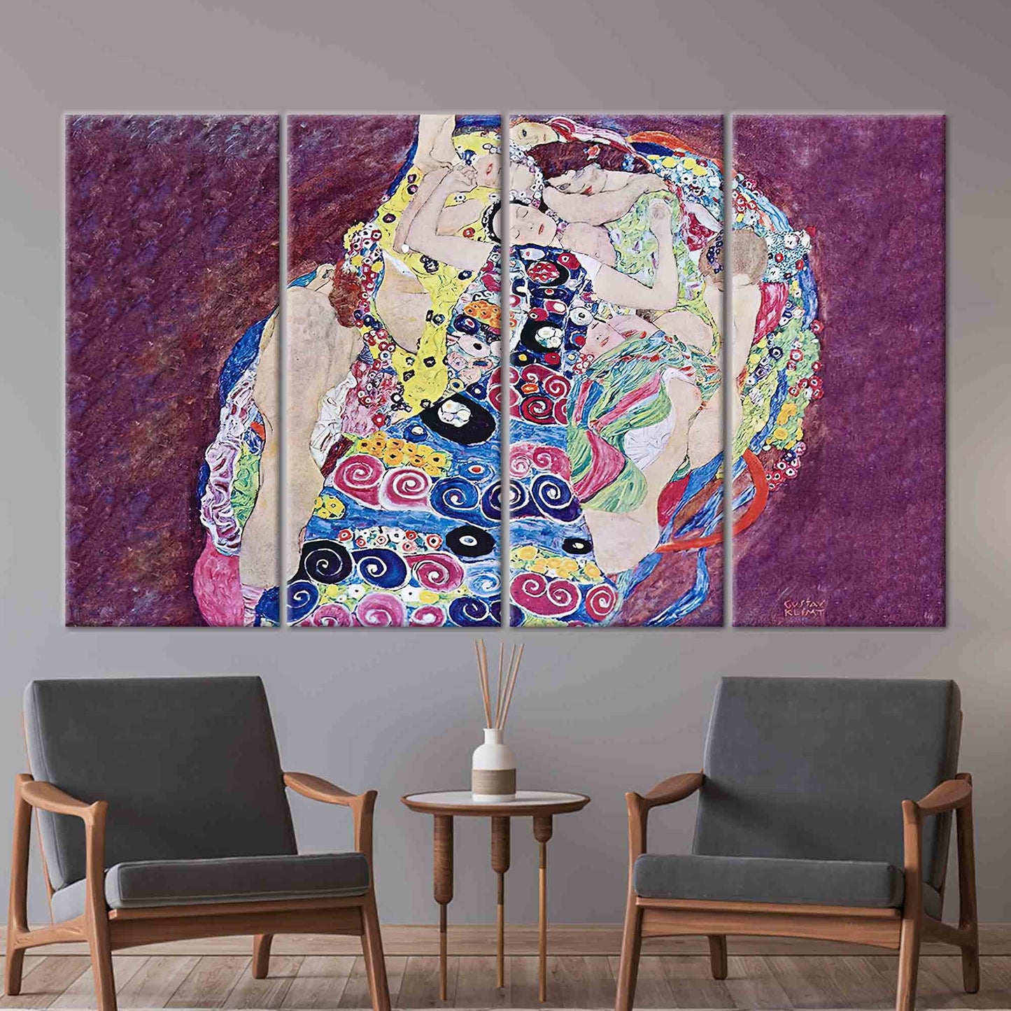 Vintage Klimt Artwork Canvas Print - The Virgin Famous Reproduction Poster