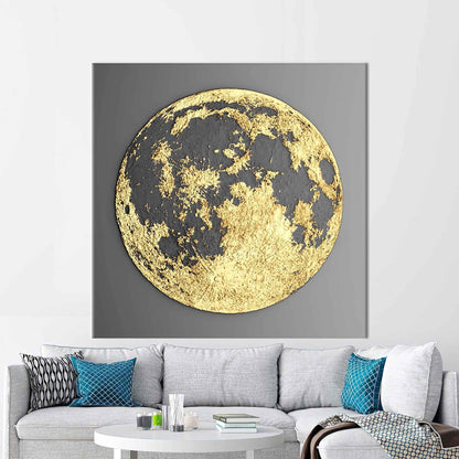 Gold Moon Abstract 3D Canvas Print