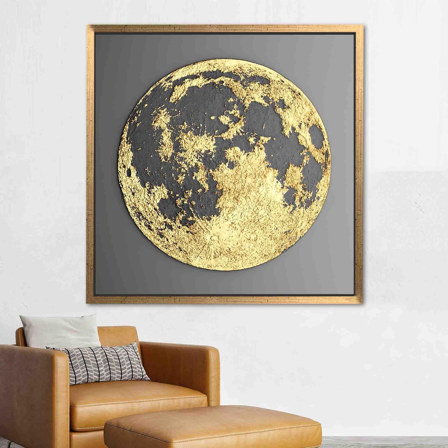 Gold Moon Abstract 3D Canvas Print
