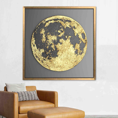 Gold Moon Abstract 3D Canvas Print