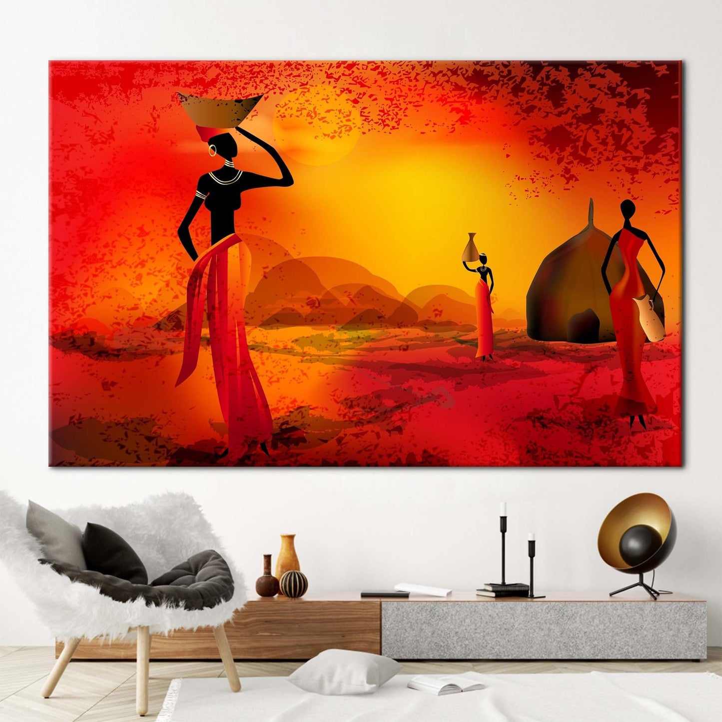 Black Woman Abstract African Landscape Canvas Print