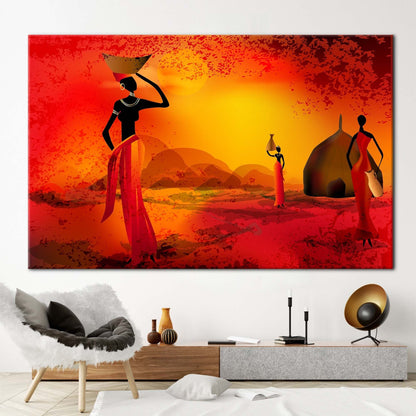 Black Woman Abstract African Landscape Canvas Print