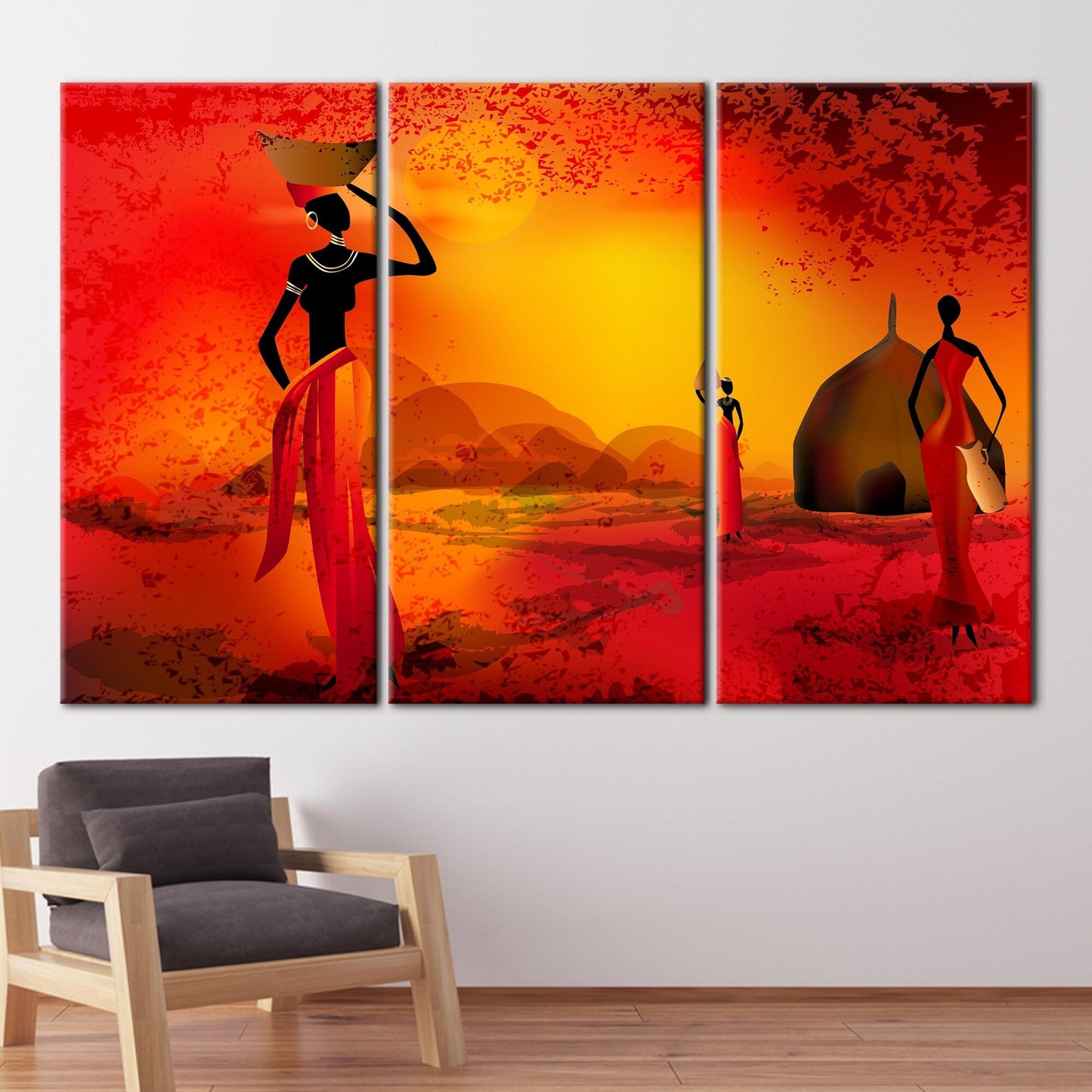 Black Woman Abstract African Landscape Canvas Print