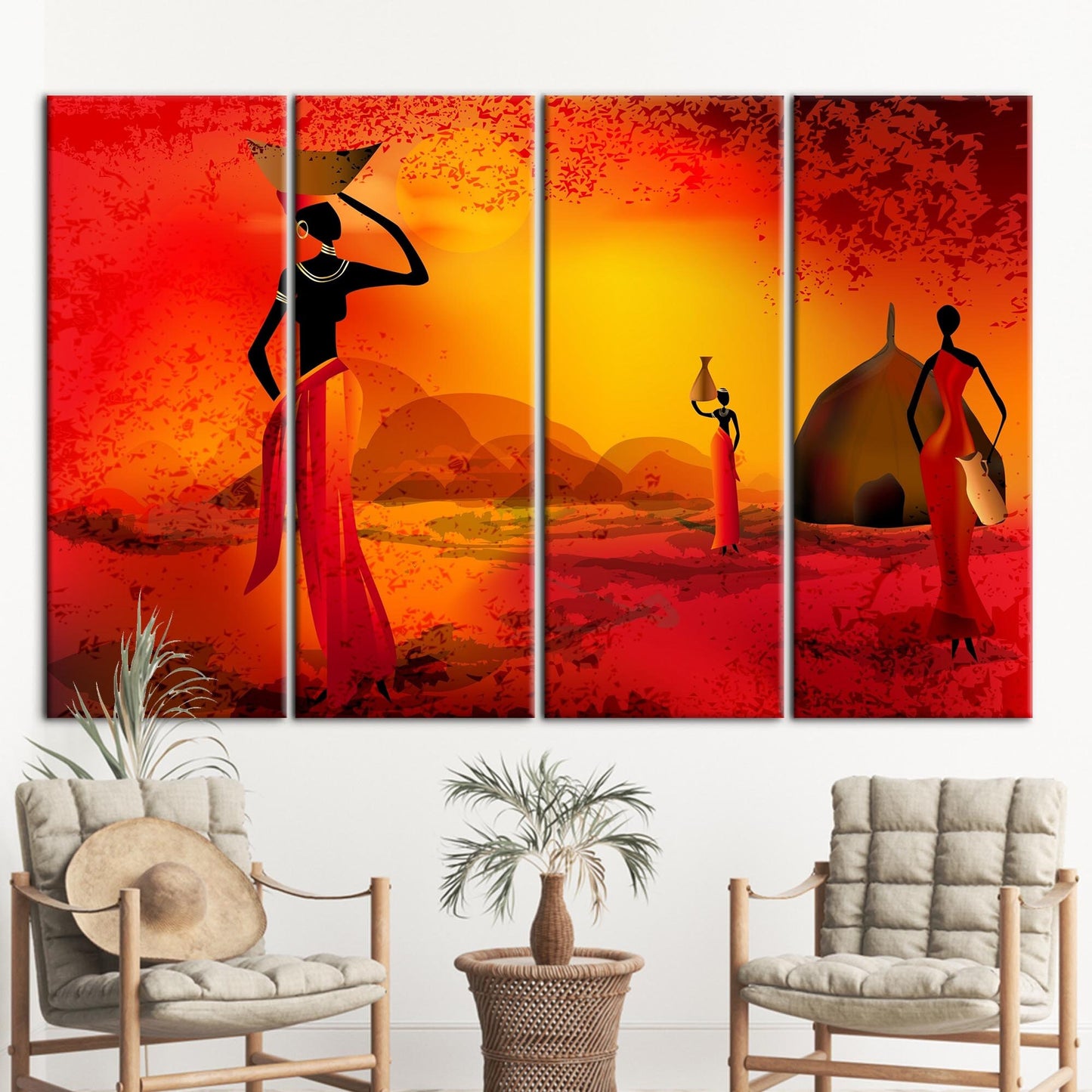 Black Woman Abstract African Landscape Canvas Print