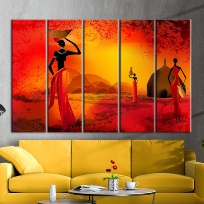 Black Woman Abstract African Landscape Canvas Print