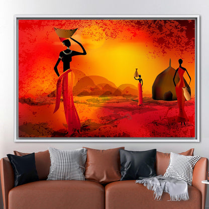 Black Woman Abstract African Landscape Canvas Print