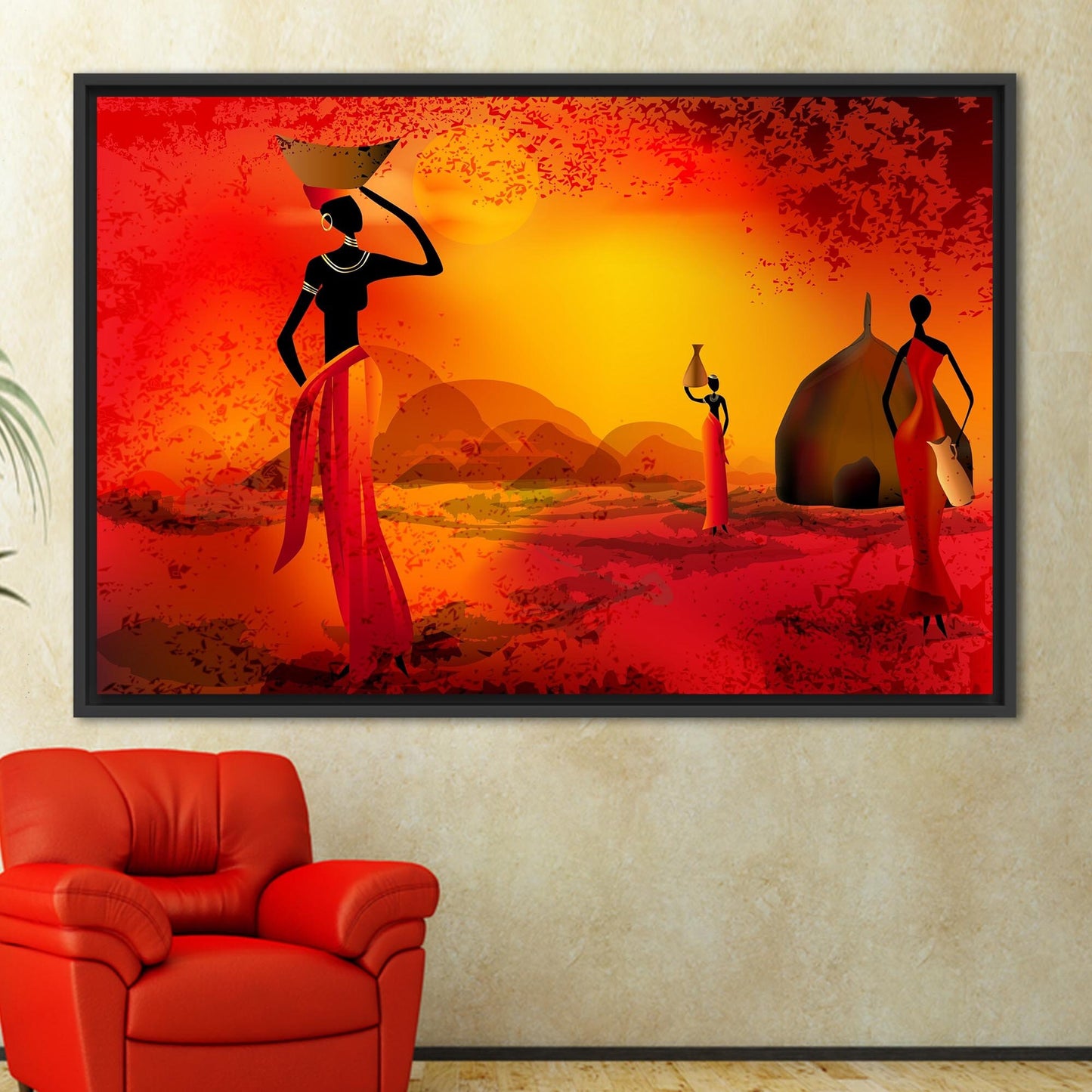 Black Woman Abstract African Landscape Canvas Print