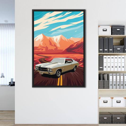 Vintage American Muscle Car Canvas Print - Retro Car Artwork for Wall Decor