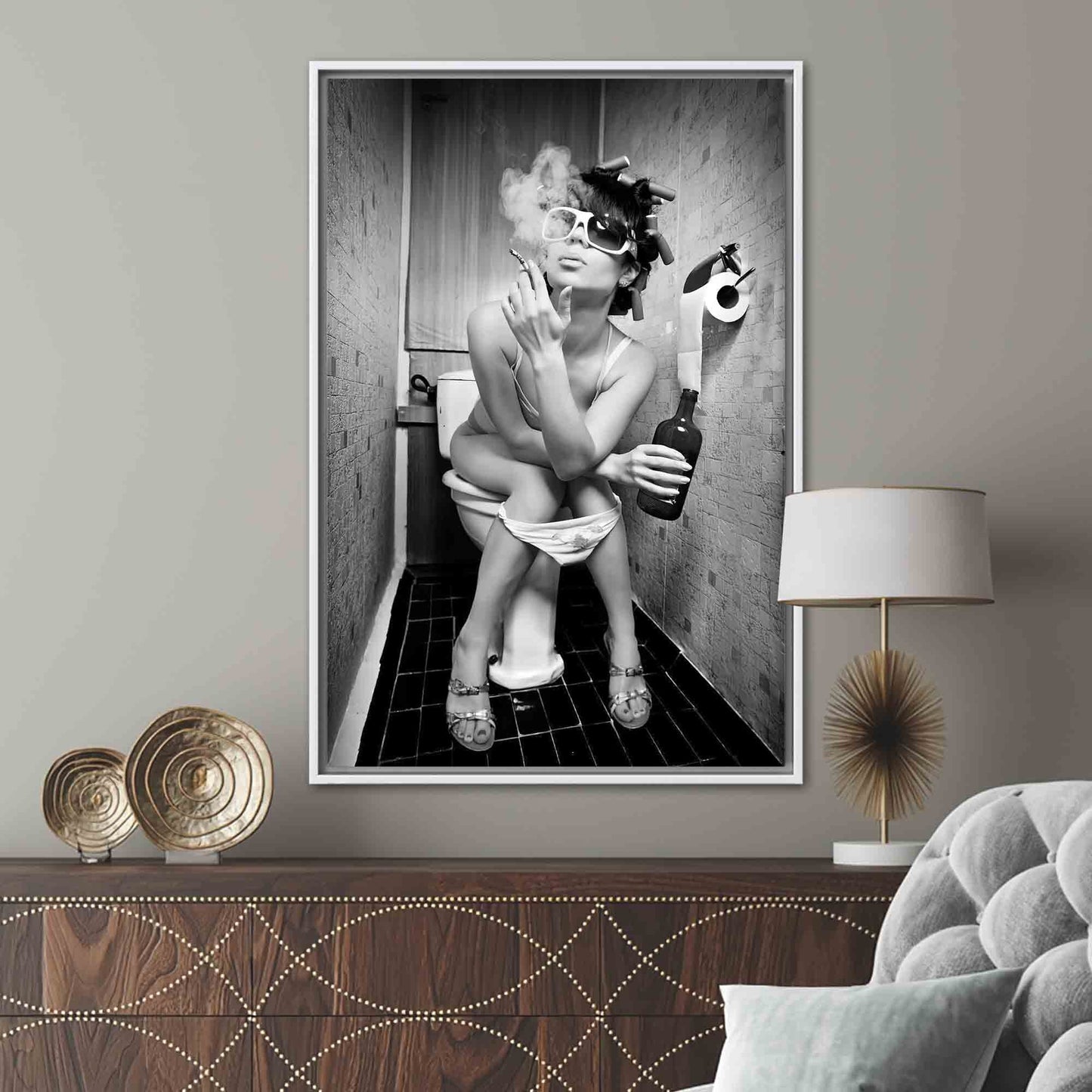 Sensual Nude Drinking Woman Sexy Canvas Print
