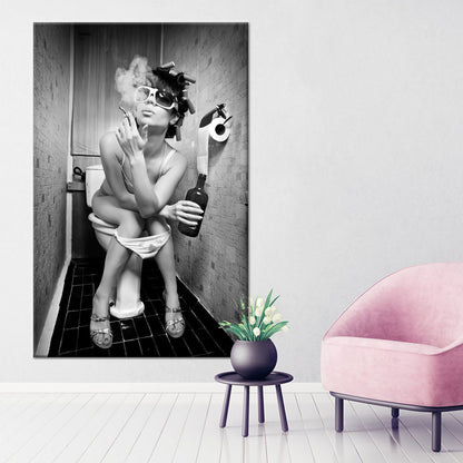 Sensual Nude Drinking Woman Sexy Canvas Print