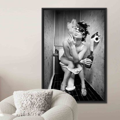 Sensual Nude Drinking Woman Sexy Canvas Print