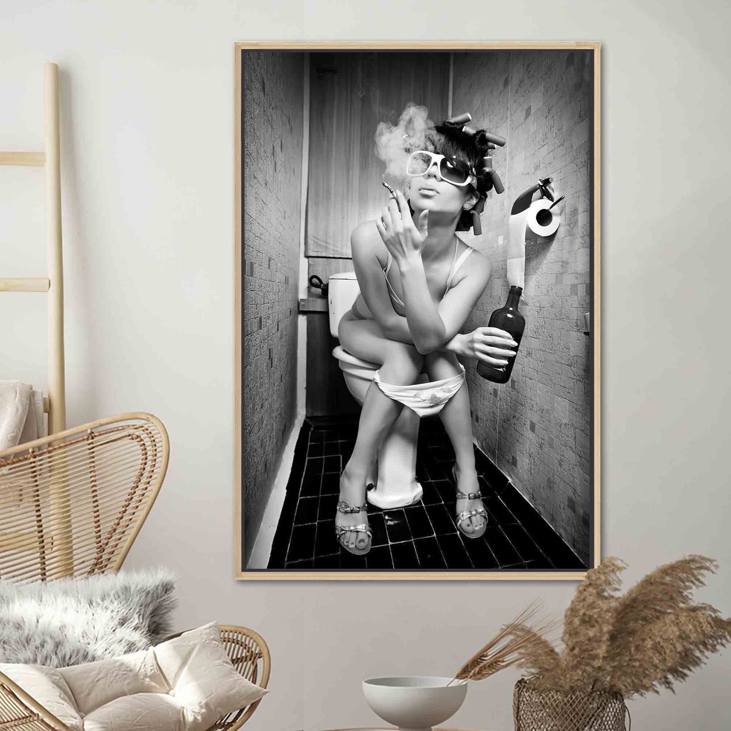 Sensual Nude Drinking Woman Sexy Canvas Print